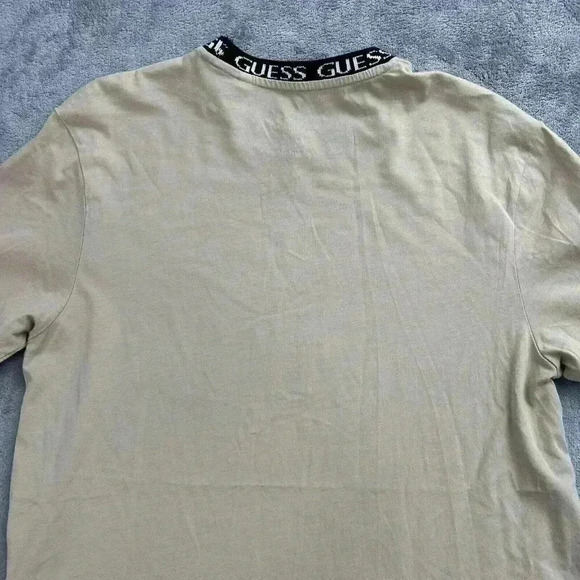 Guess Shirt Mens Small Beige Ronnie Logo Crewneck Tee Casual Cotton Preppy - Picture 9 of 9